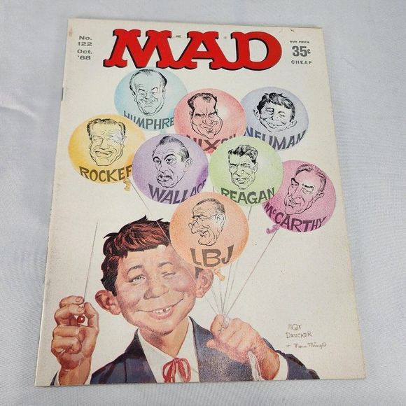 Mad Magazine Issue #122 October 1968 LBJ, Regan, President Edition Norman Mingo - Picture 1 of 8